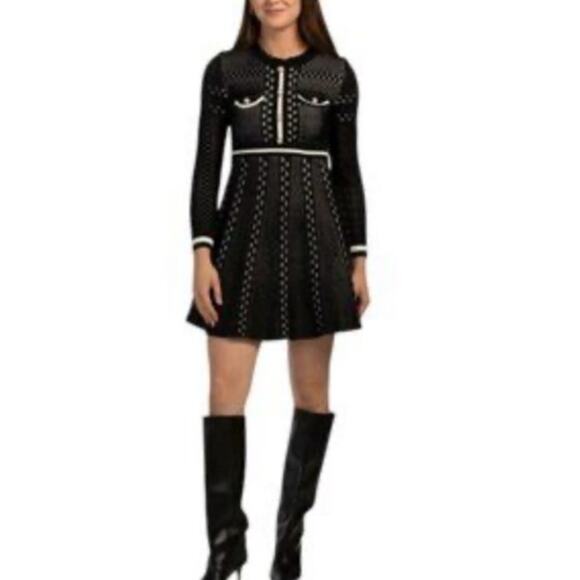 Dalia Macphee Fit Flare Mini Long Sleeve Dress US Women's XL - Picture 1 of 7